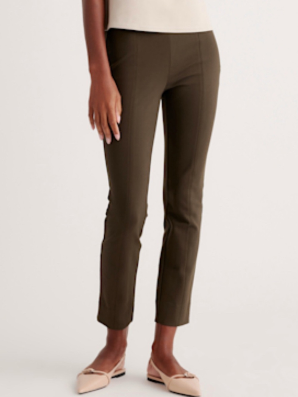 Quince Ultra-Stretch Ponte Pintuck Ankle Pants
